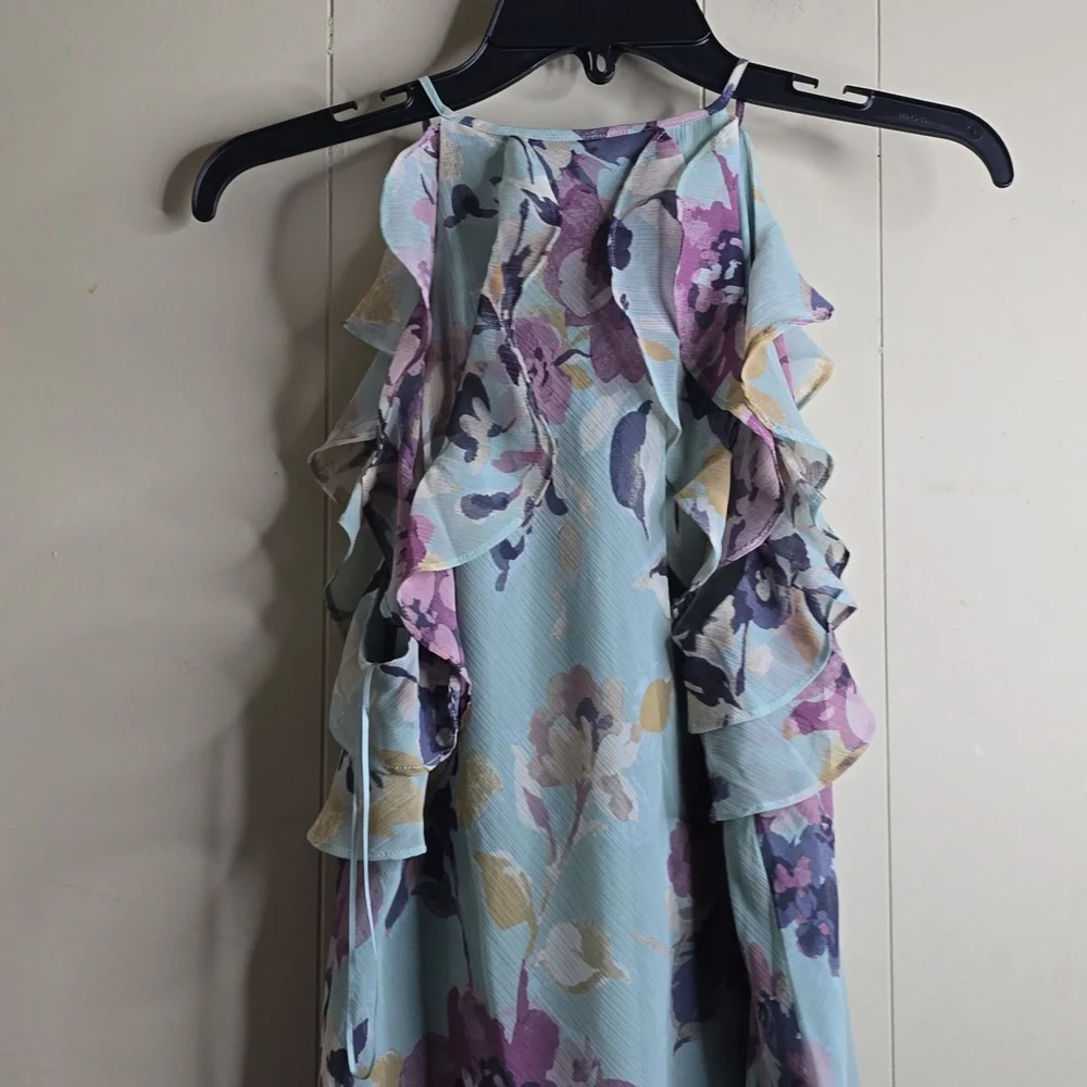 Women's Floral Ruffle Top - Blue and Purple 8 Lauren Ralph Lauren - Picture 7 of 9
